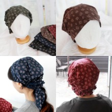 사계절 꽃 면 패션 중년 엄마 카페 식당 주방 위생 항암 헤어 머리 비니 두건 모자 선물